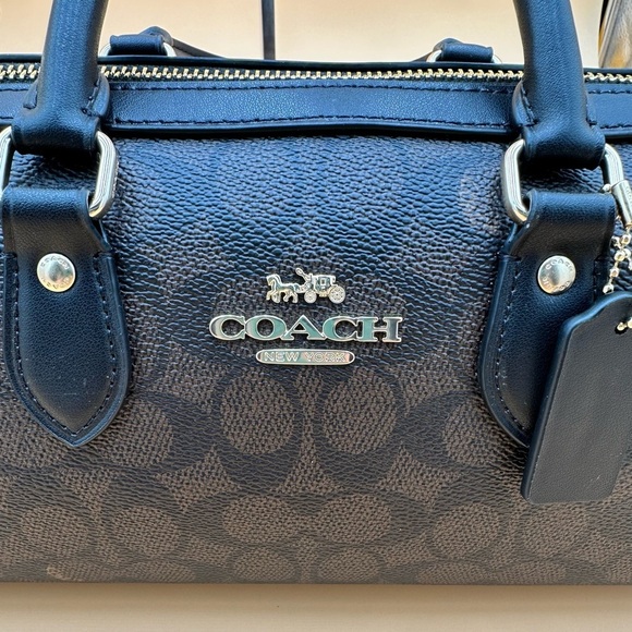 NWT Coach Rowan Long Satchel Walnut Black Signature Canvas Handbag CV963 - Picture 8 of 13